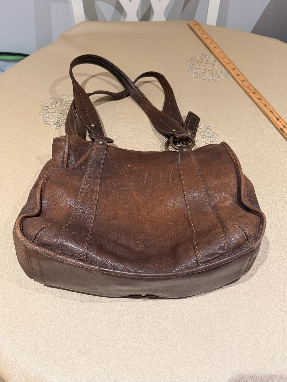 Caterina lucchi Classic Brown Leather Tote Bag - Made in Italy - Picture 2 of 9